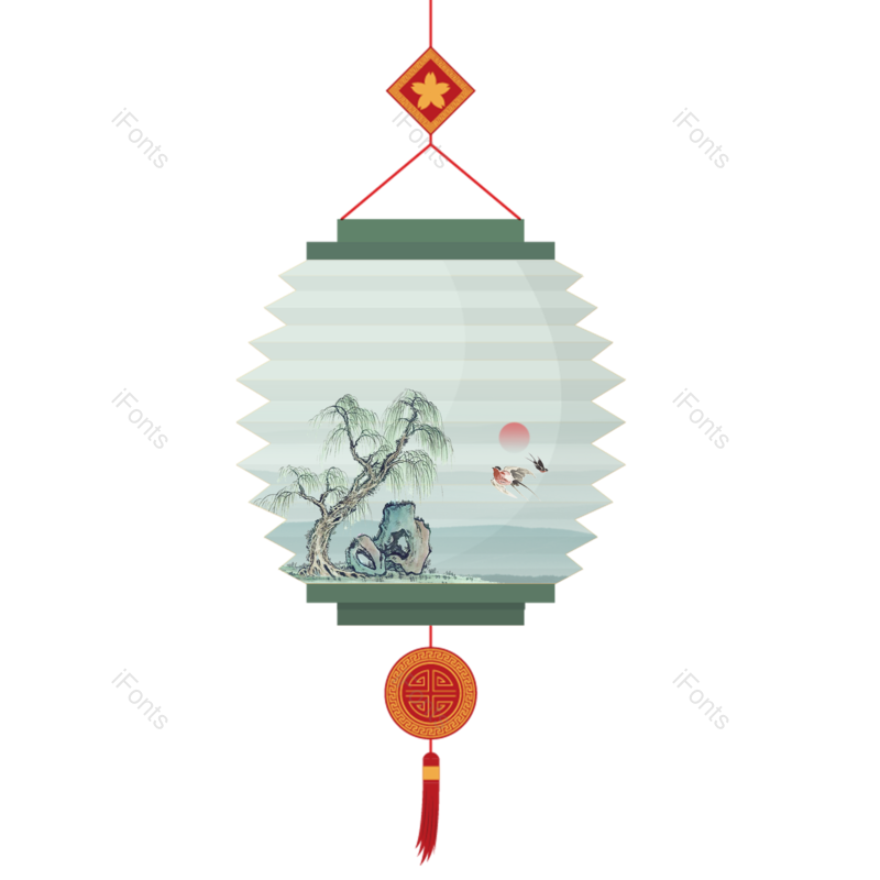 边框图片,装饰元素,灯笼PNG,水墨画免抠素材
